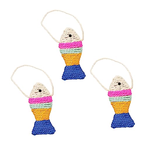 DECOMELODY 3 STÜCKE Teiliges Sisal Katzenspielzeug Fischform Krallenschleifer aus Sicherem Langlebigem Material für Katzen und Kätzchen Fördert Krallenpflege und Spielspaß Zufällige Farbe von DECOMELODY