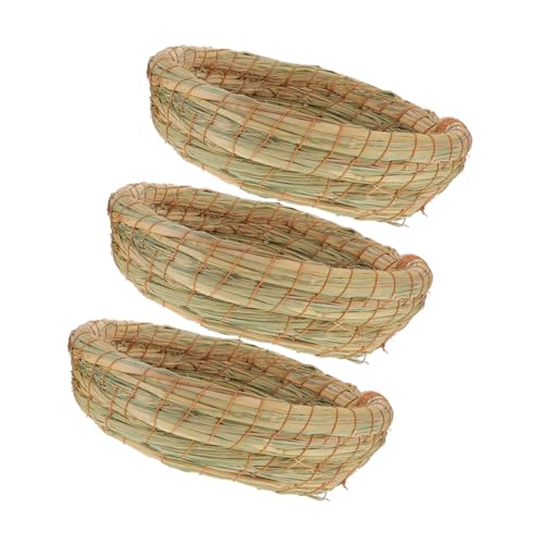 DECOMELODY 3 Stück Haustierbett aus Stroh kaninchenstreu nager Nagetier Hasennest Toys for small Animals Strohnest Hamsterkäfig zartes Hamsternest Nest für Haustiere von DECOMELODY