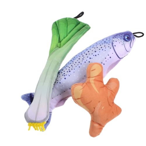 DECOMELODY 3 Stück Teiliges Plüsch Katzenspielzeug mit Katzenminze Weiche Fischform für Kätzchen Interaktives Beißspielzeug Zahnfreundlich Langlebig für Indoor Spiel und Zahnpflege von DECOMELODY
