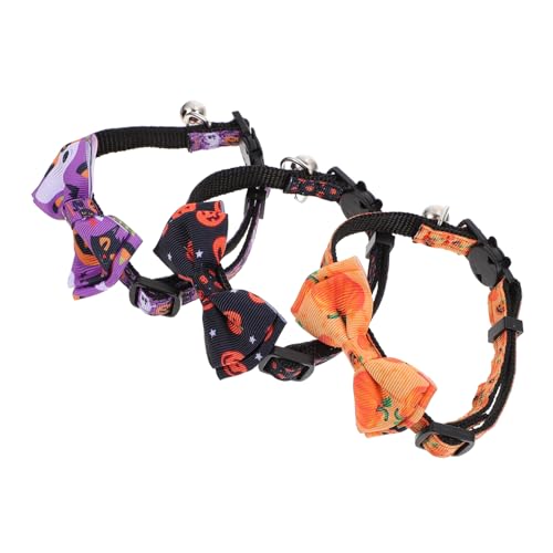 DECOMELODY 3Stücke Teiliges Halloween Katzenhalsband mit Glocke Verstellbare Pet Fliege und Niedliche Halloween Dekoration für Katzen und Kätzchen DECOMELODY 3Stücke Teiliges Halloween Katzenhalsband mit Glocke Verstellbare Pet Fliege und Niedliche Halloween Dekoration für Katzen und Kätzchen von DECOMELODY