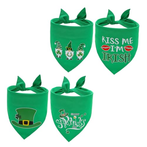 DECOMELODY 4 Stück Dreieckstuch für Haustiere Leckereien für Welpen Haustierbedarf Hundehalsband für St Patrick's Day Grünfarbenes Hundehalsband Hunde-Lätzchen-Schal Hundelätzchen Green von DECOMELODY