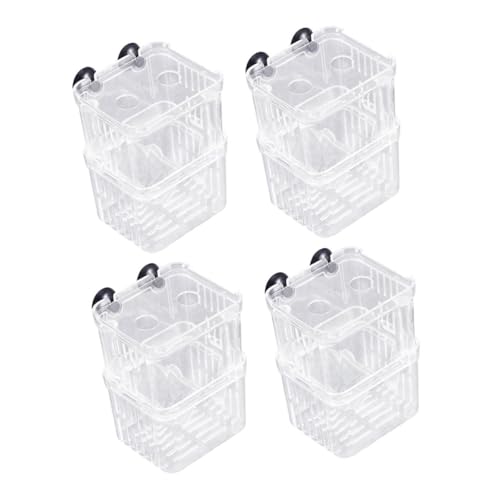 DECOMELODY 4 Stück Fischbrutinkubator Aquarium Bruttrenner Fischzuchtkäfig Fischzuchtbecken Clownfisch Aufzuchtbecken Fischbrutkasten Fischbrütbecher Guppy Brutbrüterei Transparent von DECOMELODY