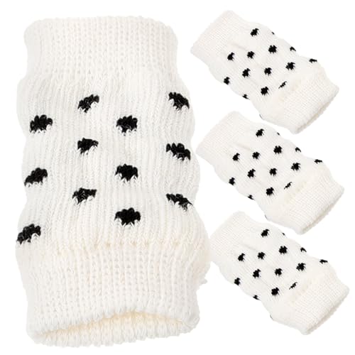 DECOMELODY 4 Stück Gestrickte Hundebeinschoner mit Süßem Muster Elastische rutschfeste und Wärmende Leg Sleeves Mittlere Schützende und Bequeme Hundesocken für Kalte Tage von DECOMELODY