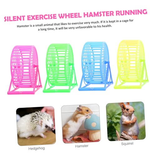 DECOMELODY 4 Stück Hamster Laufrad Leise Geräuschlos mit Ständer Kleines Kleintier Geeignet für Zwerghamster Meerschweinchen und Andere Kleine Haustiere von DECOMELODY