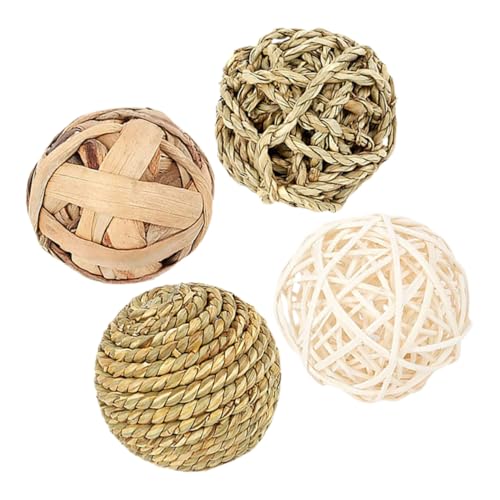 DECOMELODY 4 Stück Hamster-Takraw-Ball- Rollendes Kauspielzeug Hasenkauspielzeug Meerschweinchenkäfig Hamster nager Meerschweinchen kaut Rattenballspielzeug Stroh von DECOMELODY