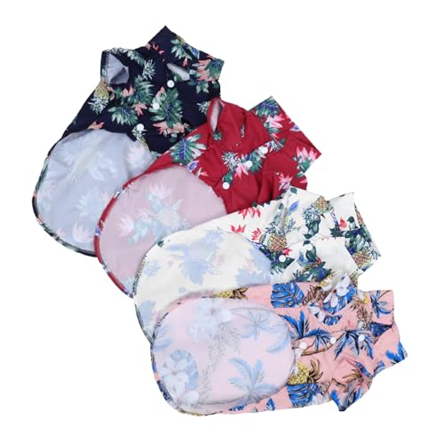 DECOMELODY 4 Stück Haustierhemd Welpenhemd Baumwolle süße hundekleidung Hundehemden für mittlere Hunde für Hunde Hawaiianische Hundehemden Sommerkühlung Hundehemd -Party Polyester von DECOMELODY