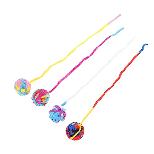 DECOMELODY 4 Stück Kratzfeste Katzenspielzeug Bälle mit Interaktive Indoor Katzenball Rope Toys zur Beschäftigung und Stressabbau für Katzen von DECOMELODY