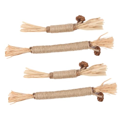DECOMELODY 4 Stück Natürliche Katzen Kauspielzeuge Holz Zahnpflege Sticks für Kätzchen Indoor zur Gesunder Zähne und Aktiver Beschäftigung von DECOMELODY
