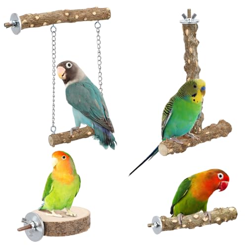 DECOMELODY 4 Stück Vogelbarsch Vogel Spielplatz vogelspielzeug Zubehör für Vogelkäfige Papageiensitzstange mit Schaukel Holzbarschständer für große Vögel Vogelstangen für Papageien Beige DECOMELODY 4 Stück Vogelbarsch Vogel Spielplatz vogelspielzeug Zubehör für Vogelkäfige Papageiensitzstange mit Schaukel Holzbarschständer für große Vögel Vogelstangen für Papageien Beige von DECOMELODY