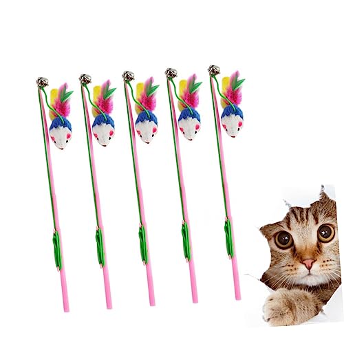 DECOMELODY 5 Stück Teiliges Interaktives Katzenspielzeug Bunte Plüschmäuse mit Glocke Lebensechte Katzenangel für Training und Beschäftigung Fördert Aktivität und Bindung zu Zufällige Farbe von DECOMELODY