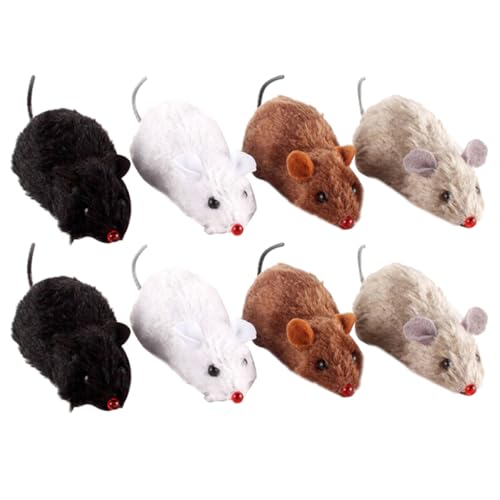 DECOMELODY 8 Stück Teiliges Mechanische Plüsch mäuse Katzenspielzeug ohne Batterie Wind up Rattenmodell Spielerisch für Katzeninstinkt Geeignet Langlebig und Interaktiv Zufällige Farbe von DECOMELODY