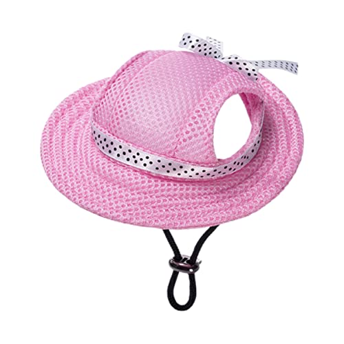 DECOMELODY Atmungsaktiver Hut für Haustiere hundefressnäpfe Haustierhut für Fotoshootings Welpe Hund Bucket Hat Verstellbarer Sonnenhut für Haustiere Sonnenschutzhut Netz Rosa von DECOMELODY