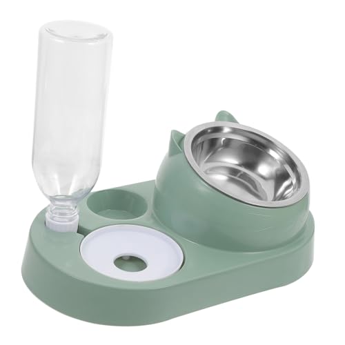 DECOMELODY Automatischer Haustier Futternapf mit Wasserspender Rostfreie Schalen Bissfestes Design Einfache Großes Futterspender für Hunde und Katzen Praktischer Futterautomat für Alltag von DECOMELODY