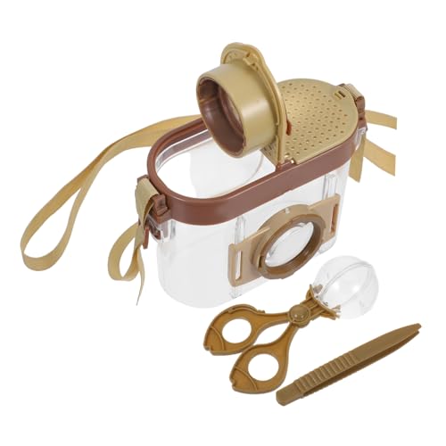 DECOMELODY Beobachtungsbox Für Insekten Sicht Junge Insektensammelset Mit Lupe Kit Zur Insektenerkundung Für Wissenschaft Outdoor-insektenset Mit Pinzette Glas Natur Abs Light Brown von DECOMELODY