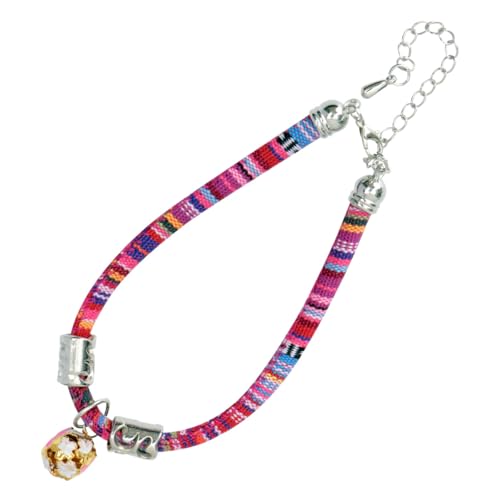 DECOMELODY Bohemian Katzenhalsband mit Glocke Angenehmes Baumwollgewebe Ethnischer Stil Abnehmbares Glöckchen Breakaway sicherheitsverschluss Verstellbares Kätzchen Halsband Rosa von DECOMELODY