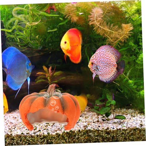 DECOMELODY Gelbe Kürbis Aquarium Deko Handgefertigtes Cartoon Fischversteck Kleines Garnelen und Reptilienversteck Stressreduzierende Höhle für Kleine Aquarienbewohner Dekorative Fischtank von DECOMELODY