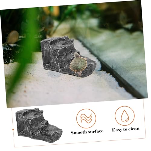 DECOMELODY Große Schildkröten Sonnenplattform aus Robustem Resin Terrarien und Aquariumdeko rutschfeste Kletterrampe Langlebige Reptilienlandschaft für Wasser und Landschildkröten von DECOMELODY
