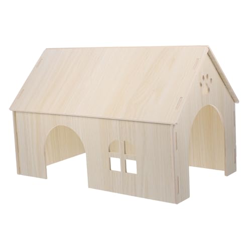 DECOMELODY Großes Hamster Versteck Holzhaus für Kleintiere Langlebig Sicher mit Glatter Oberfläche für Meerschweinchen Kaninchen Eichhörnchen zum Klettern und Verstecken von DECOMELODY