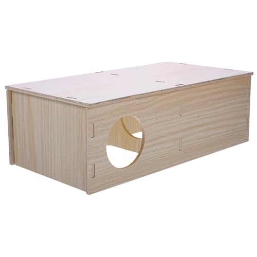 DECOMELODY Hamster Holzhaus mit Zwei Kammern Mehrstöckiges Nagetier Versteck Robustes und Sicheres Kleintier Häuschen Geeignet für Hamster Meerschweinchen und Kleine Nager Haustier Zubehör von DECOMELODY