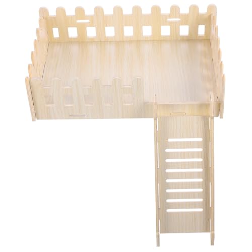 DECOMELODY Hamster Plattformspielzeug aus Holz mit Kletterleiter für Kleine Haustiere Fördert Bewegung und Gesundheit Hamsterkäfige und Abenteuerspaß von DECOMELODY