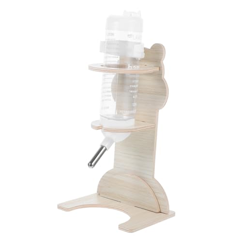 DECOMELODY Hamster Trinkflasche mit Holzständer Wasserspender für Kleintiere Wasserflasche mit Halter für Hamster Kaninchen Chinchillas Platzsparender und Langlebiger Nagertränkehalter von DECOMELODY