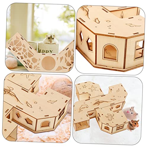 DECOMELODY Hamster Tunnel aus Holz Teiliges mit Labyrinth und Wippe für Kleine Haustiere Wie Mäuse und Meerschweinchen Fördert Bewegung und Gesundheit Sicher und Langlebig von DECOMELODY
