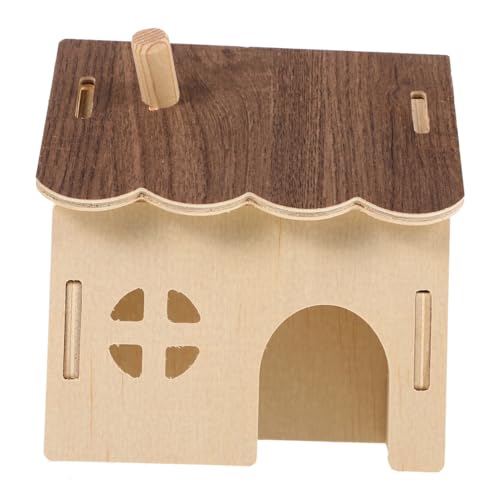 DECOMELODY Hamsternest Aus Holz Hamsterzimmer Futterspender Haustier Labyrinth Anlasser Kaninchen Mini Kabine Drinnen Hamsterhaus Tunnel Leiter Chinchilla Versteck Plüsch Hölzern von DECOMELODY