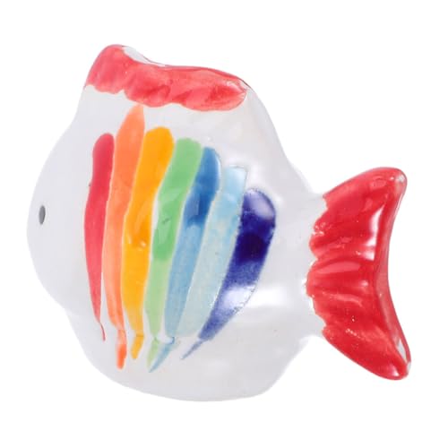 DECOMELODY Handbemalte Keramikfischdekoration Porzellanfischfigur Keramikfischfiguren Schwimmende Keramikfische Aquarium Realistische Fischfiguren Schwimmende Dekorationen Aus Keramik von DECOMELODY