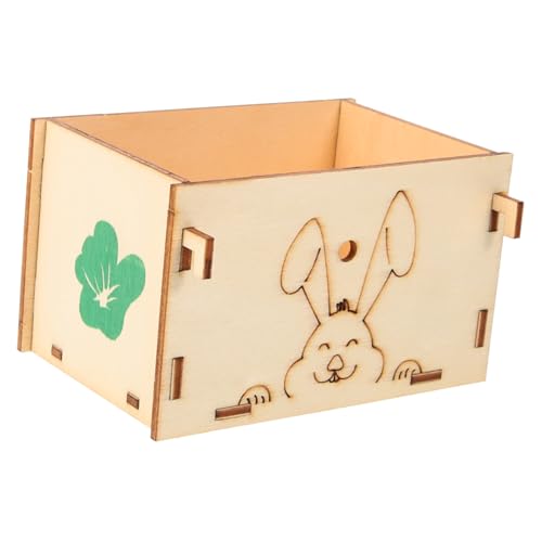 DECOMELODY Holz Futternapf für Kaninchen und Kleintiere Stabiles Kippsicheres Futtergestell für Heu und Trockenfutter Glatte Oberfläche Grate Einfach zu Reinigen und Montieren Geeignet für von DECOMELODY