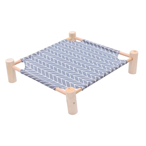 DECOMELODY Holz Haustierbett mit Stabilem Rahmen Abnehmbar und Waschbar Robustes Schlafbett für Hunde Katzen und Welpen Vierbeiniges Design für Komfortables Ausruhen von DECOMELODY