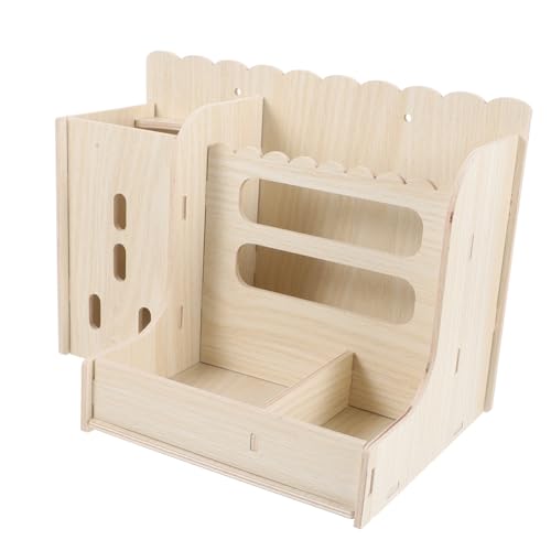 DECOMELODY Holzfütterung für Kleintiere Stabiles Futterhaus aus Holz Verschüttsicherer Hasen Meerschweinchen futterhalter Einfach zu Reinigen Platzsparend und Vielseitig für Hamster von DECOMELODY