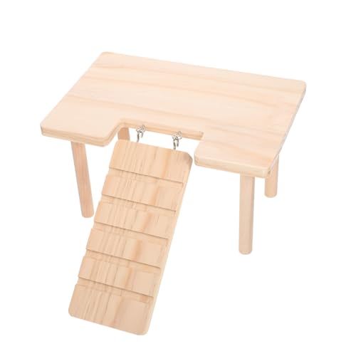 DECOMELODY Holzplattform mit Rampe für Hamster und Meerschweinchen Dekoratives Kletterspielzeug Bewegung Koordination und Mentaler Gesundheit Geeignet für Kleine Haustiere Wie Zwerghamster von DECOMELODY