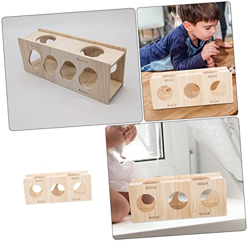 DECOMELODY Holztunnel für Hamster und Kleine Nager Natürliches Beißfestes Versteckspielzeug mit Mehreren Öffnungen Sicher und Glatt als Chinchilla Käfig Zubehör und Ratten Rückzugsort von DECOMELODY
