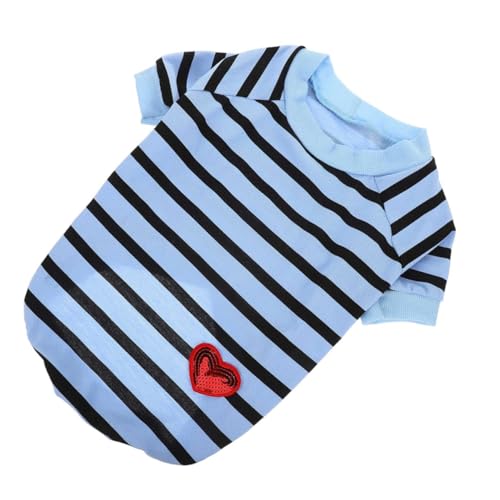 DECOMELODY Hundehemd Für Alle Haustierhemden Haustiere Hund Cool Welpe Hündchen-Shirt Name Hundeshirt Größe Streifen Abdeckung Zeigen Farbig Hunde-t-Shirt Hunde-Outfit Blue Baumwolle von DECOMELODY