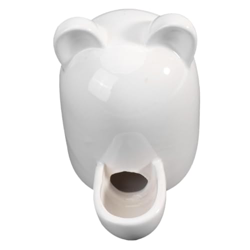 DECOMELODY Keramik Haustier Wasserspender und Futterautomat mit Katzenohren Design Selbstnachfüllender Trinknapf für Hamster Kaninchen und Kleine Katzen Automatisches Fütterungszubehör Weiß von DECOMELODY