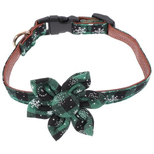 DECOMELODY Kleines Hundehalsband Verstellbares Stoffhalsband Für Haustiere Weihnachts Schneegrün Mit Sonnenblumenmuster Für Welpen Und Kleine Katzen von DECOMELODY