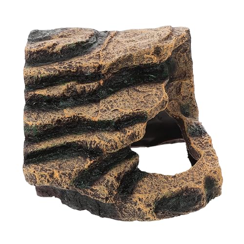 DECOMELODY Kletterplattformbrücke Für Haustierprodukte Schildkrötenplattform Für Aquarium Reptilienfelsen Klettern Zierfelsen Für Aquarien Rampe Zum Sonnenbaden Für Schildkröten Coffee Harz von DECOMELODY