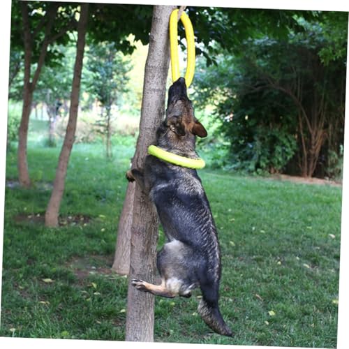 DECOMELODY Leichtes Eva Kunststoff Hundespielzeug Pulling Ring Schwimmfähig Robustes Outdoor Kauspielzeug für Welpen und Hunde Fördert Aktivität und Zahnpflege Gelb von DECOMELODY