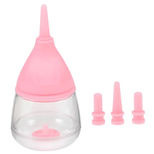 DECOMELODY PET-Flasche klein Bausatz Stroh füttern Kätzchenmilch Hasen Flasche pet Flaschen Katzenflasche Haustiere milchkocher Babyflasche für Welpen Neugeborene Pflegeflasche Kieselgel Rosa von DECOMELODY