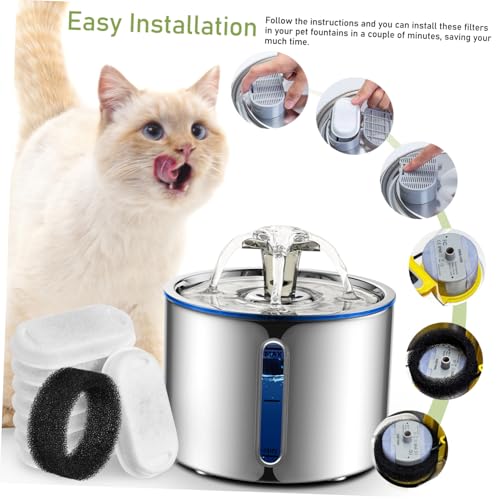DECOMELODY Pet Fountain Ersatzfilter Aktivkohle Wasserfilter für Katzen Hundetrinkbrunnen Einfache Installation Kompatibel mit Verschiedenen Marken Verbessert Wasserqualität und Schützt von DECOMELODY