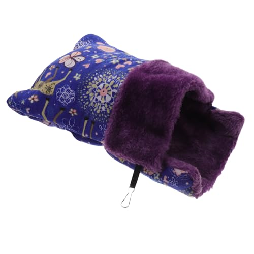 DECOMELODY Pet Sleep Pouch für Hamster und Kleine Haustiere Weicher und Warmer Schlafsack Canvas für Käfigzubehör Gemütliches Nest für Zuckergleiter und Eichhörnchen Blaues REH Design von DECOMELODY
