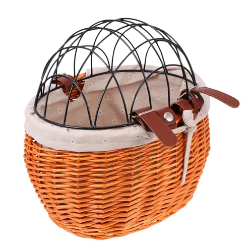 DECOMELODY Praktischer Fahrradkorb aus Hochwertigem Geflochtenem Rattan mit Stabilem Eisenrahmen Großer Kapazität für Einkäufe und Haustiertransport Einsetzbar für Hunde und von DECOMELODY