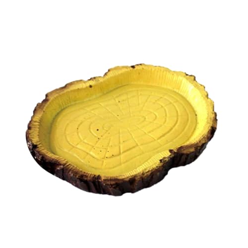 DECOMELODY Reptilien Futternapf aus Resin mit Natürlichem Baumrinden Design Vielseitiger Futter und Wassernapf für Schildkröten Eidechsen und im Terrarium Langlebig und Zufällige Farbe von DECOMELODY