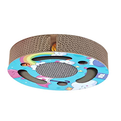 DECOMELODY Rundes Katzenspielzeug aus Wellpappe Kratzbrett für Katzen Spielerisches Kratzspielzeug Aktivität Krallenpflege Langlebig und Dekorativ von DECOMELODY