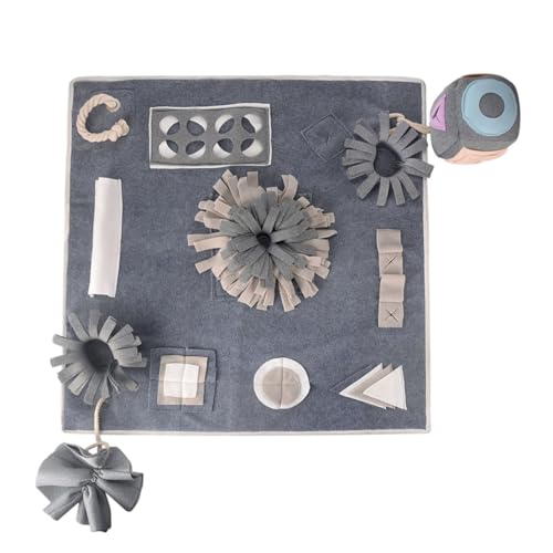 DECOMELODY Slow Eating Mat aus Filz Schnüffelndes Haustier Trainingskissen Waschbare Futtermatte zur Geruchsförderung und Beschäftigung für Hunde Graues Design Sicher und rutschfest von DECOMELODY
