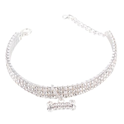 DECOMELODY Verstellbares Hundehalsband mit Funkelnden Strasssteinen Langlebiges Komfortables Halsband für Haustiere Weiß Modisches Accessoire für und Outdoor Aktivitäten von DECOMELODY