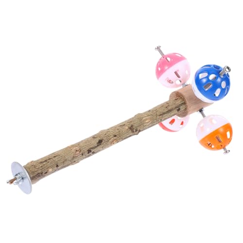 DECOMELODY Vogelkäfig Naturholz Sitzstange mit Drehbarem Ball Stabiles Kauspielzeug für Papageien Wellensittiche und Nymphensittiche Komfortable Astform Fördert Bewegung und Spielspaß von DECOMELODY