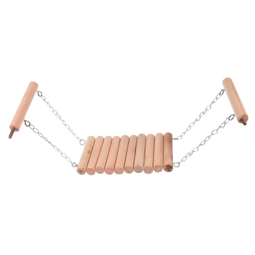 DECOMELODY Vogelschaukel Holzspielzeug mit Hängeleiter Bissfestes Kletterspielzeug für Wellensittiche und Kleine Vögel Natürliches Zubehör für Käfige Fördert Bewegung und Gesundheit von DECOMELODY