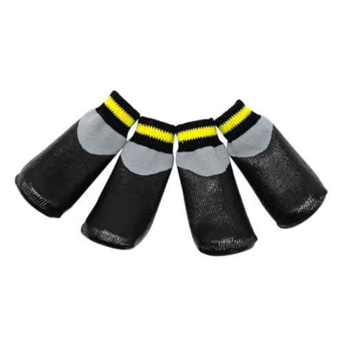 DECOMELODY wasserdichte Hundeschuhe mit Rutschfester Gummisohle Schützende Winter Socken für Kleine Hunde Pfotenschonend Regen und Schneefest Schwarzes Teiliges von DECOMELODY