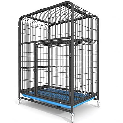 Großer Katzenkäfig Robuste Katzenbox Indoor-Katzenhütte Übungsplatz Haustier-Laufstall mit Rädern und Leiter für Chinchillas, Frettchen, Kätzchen,Black-42in H von DECORN